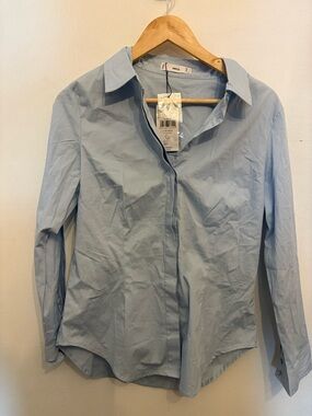 Mango Pale Blue Long-Sleeve Button Shirt
